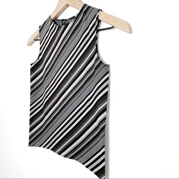 BANANA REPUBLIC Small Tank Top Shell Stretch Bias Stripe Italian Made in Italy - Picture 3 of 13